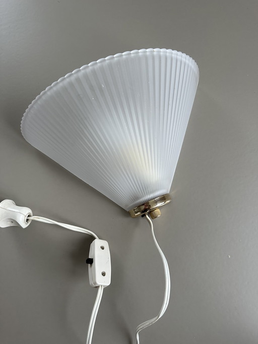 Vintage Range Plissé Wall Lamp Milk Glass Happy Light Retro