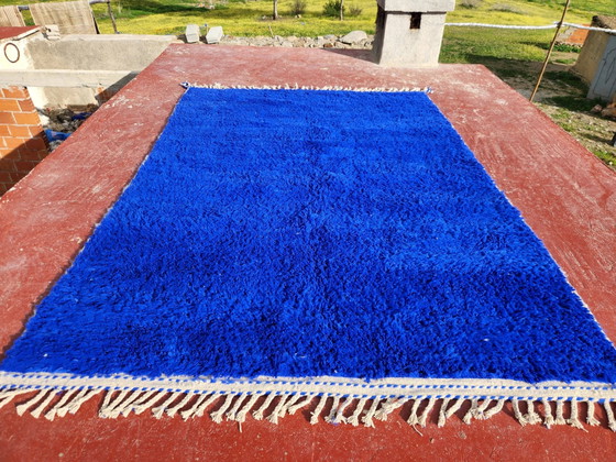 Large Beni Ouarain Berber rug in Majorelle blue, 300x200 cm, thick wool, Rugs & carpets, Cotton (photo 12 of 17)