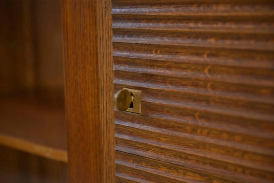 Brutalist display cabinet in oak by Charles Dudouyt, 1940s. – Wood, Glass, Art Deco (photo 8 of 15)