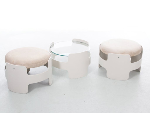 Conjunto de 2 taburetes y 1 mesa de centro de Gerd Lange para "Die Gute Form".