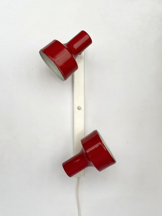 Image 1 of Applique murale double vintage Anvia Almelo, rouge, années 1970