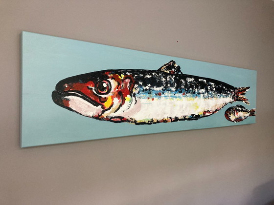Painting of mother and child fish – Paintings & Drawings, Canvas, Aluminium (photo 2 of 5)
