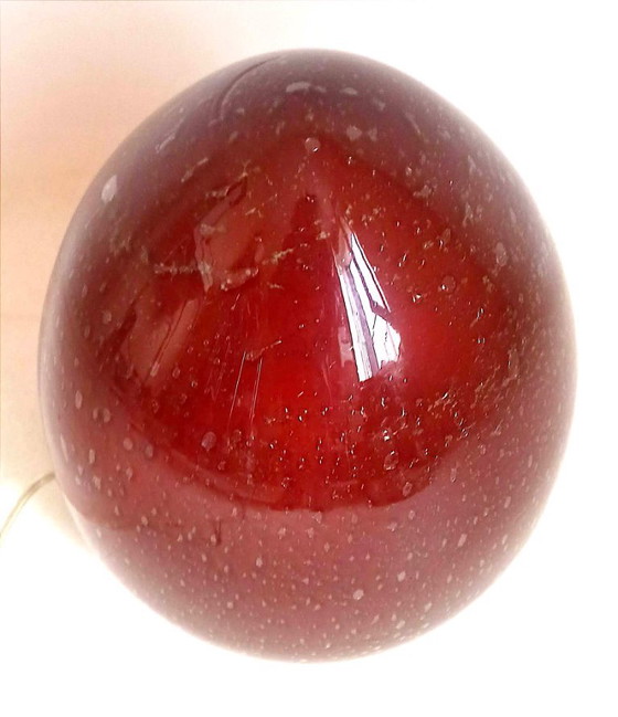 Eivormige Tafellamp Hoogte 23,6 cm, Tafellampen, Glas, Rood, Design (foto 13 van 13)