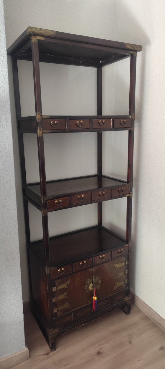Asian Style Side Table – Cabinets, Wood, Brass (photo 12 of 12)