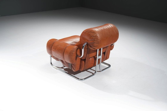 Image 1 of Tucroma Lounge-Sessel aus cognacfarbenem Leder von Guido Faleschini für i4 Mariani