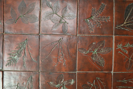 Image 1 of Tavolino in ceramica botanica di metà secolo in rovere, anni '60