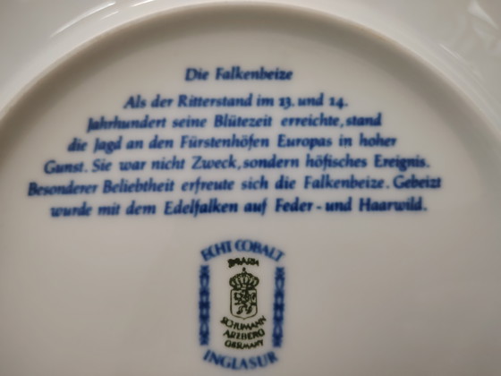 Image 1 of Le Falkenbeize Schumann Arzberg Bavaria Véritable cobalt Vintage Plat en porcelaine Assiette Objet de vitrine
