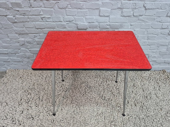 Image 1 of Vintage Design Brabantia Kitchen Table – Red Formica Top, The Netherlands, 1960s