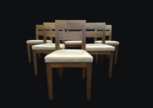 6 Massief Eiken Eetkamerstoelen