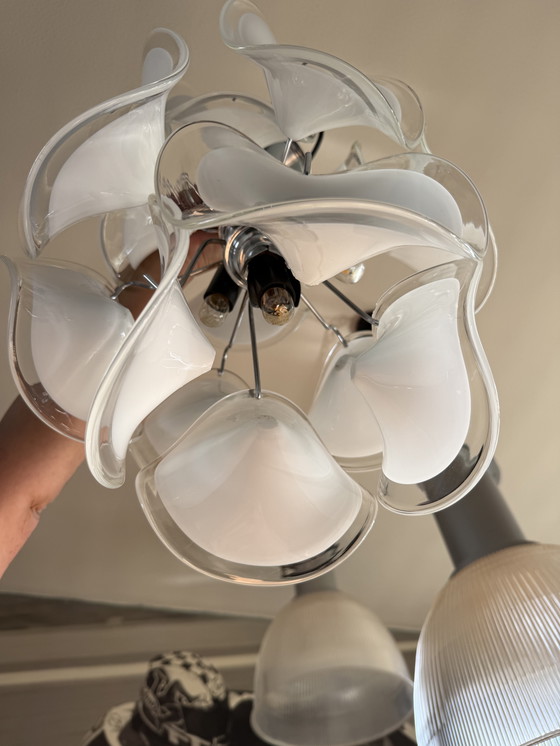Image 1 of Vistosi kroonluchter - wit Murano glas - handgeblazen