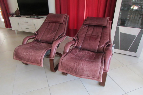 Image 1 of Pair of leather recliners, 1980-90