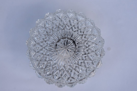 Image 1 of Vintage geslepen glazen plafondlamp