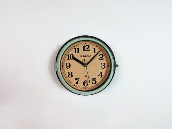 Image 1 of Vintage groene Seiko scheepswandklok, jaren 70