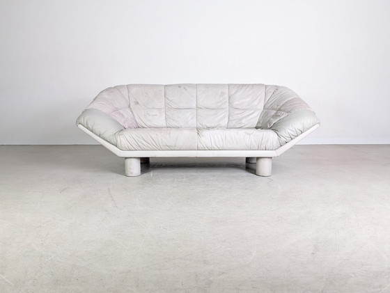 Image 1 of Vintage sofa couch dupe Burkhardt Vogtherr leather three-seater