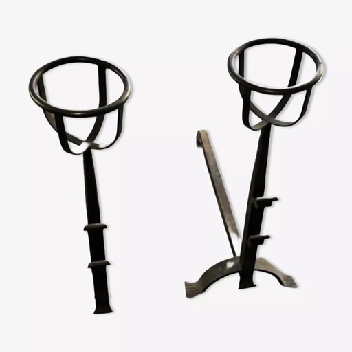 Pair of 18th-century wrought iron andirons