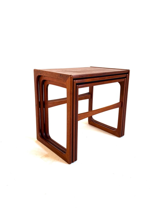 Vintage Danish teak nesting tables, B.R. Geldsted ‘60, B.R. Gelsted, Side tables, Wood, Brown (photo 9 of 9)