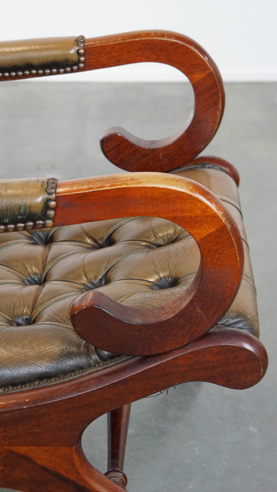 Image 1 of Grüner Vintage-Chesterfield-Sessel aus Rindsleder