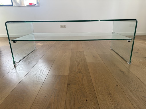 Table basse minimaliste en verre avec étagère inférieure – salontafels, Glass (photo 2 of 8)