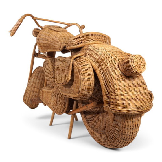 Escultura de motocicleta Harley-Davidson atribuida a Tom Dixon para Habitat en ratán, 1990 (photo 2 of 19)
