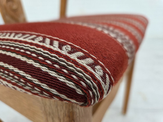 Image 1 of 1960s Pair of Danish Dining Chairs, Solid Oak Wood, Furniture Wool