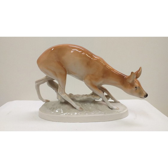 Image 1 of Vintage Doe porcelain statue, Czechoslovakia 1960s