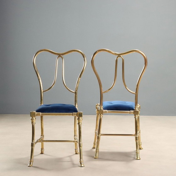 Set van 4 Jansen Argentina stoelen, jaren 1950 – Maison Jansen, Eetkamerstoelen, Brass (photo 3 of 11)