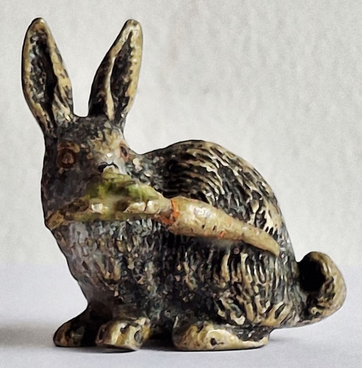 Antike Wiener Bronze - Hase mit Karotte - Gekennzeichnet 'Geschützt' - ca. 1900