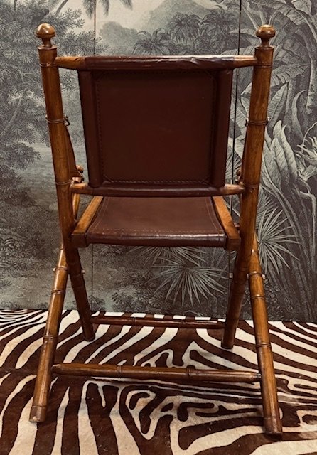 Image 1 of Chaise d'officier militaire vintage en cuir Chaise pliante de campagne