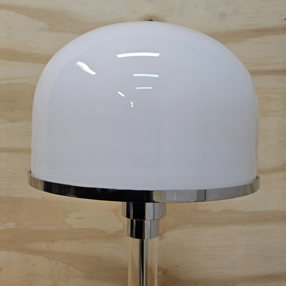 Image 1 of Vintage Chrome Bauhaus Wilhelm Wagenfeld Table Lamp WG24 Opaline glass (70s) design lamp