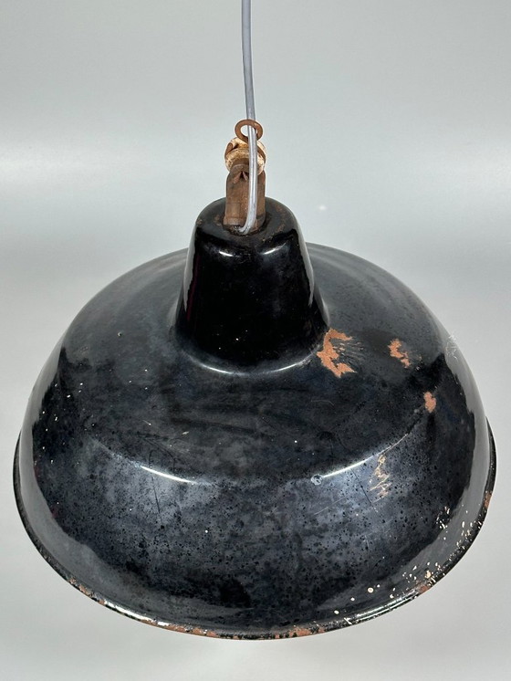 Image 1 of jaren 30 40 plafondlamp industriële lamp emaille loft metaal Bauhaus design