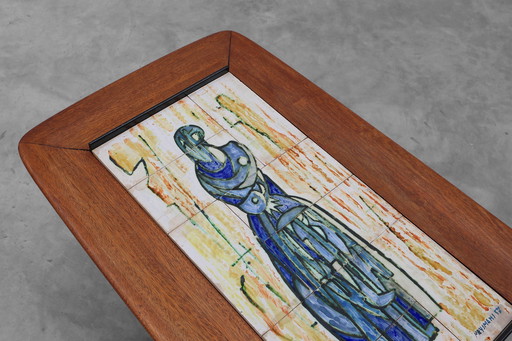 Coffee Table Model 210, Teak Wood and Ceramic, by Alfred Hendrickx, Belform
