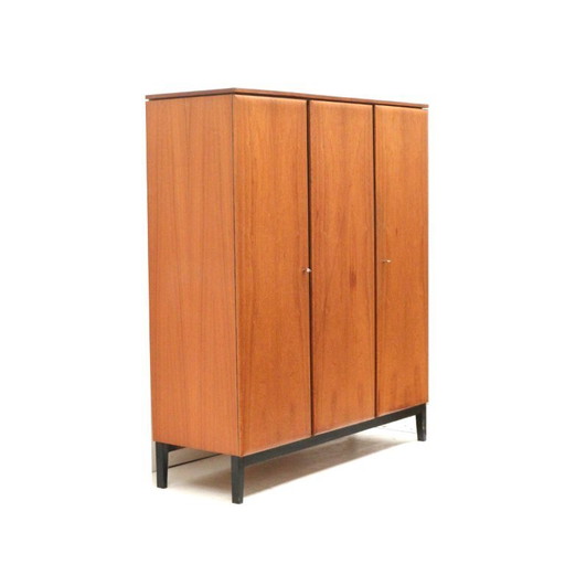 Vintage 3-door wardrobe with hanging and storage space made in the 1960s