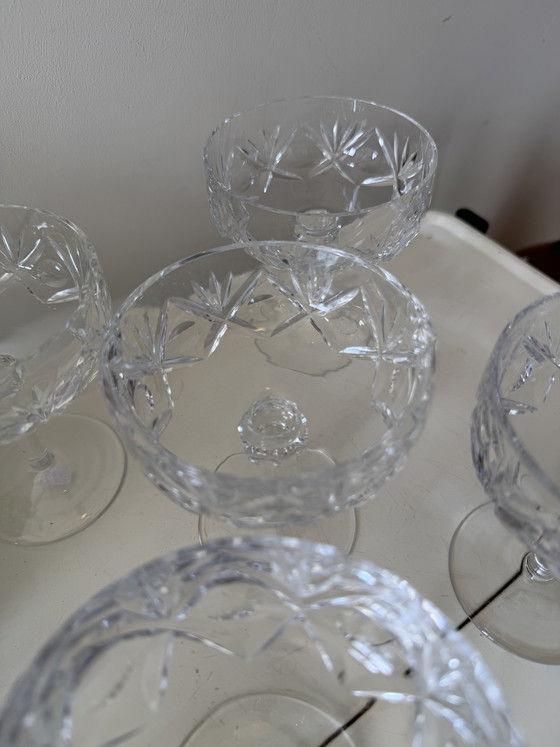Image 1 of Set of 5 crystal coupe champagne glasses