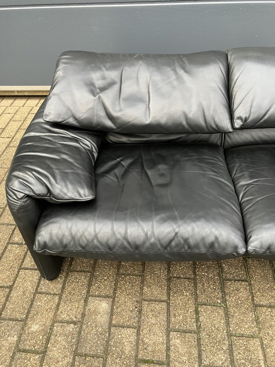 Image 1 of Cassina Maralunga 2Sitzer, Original Schwarzes Leder, Top Zustand!