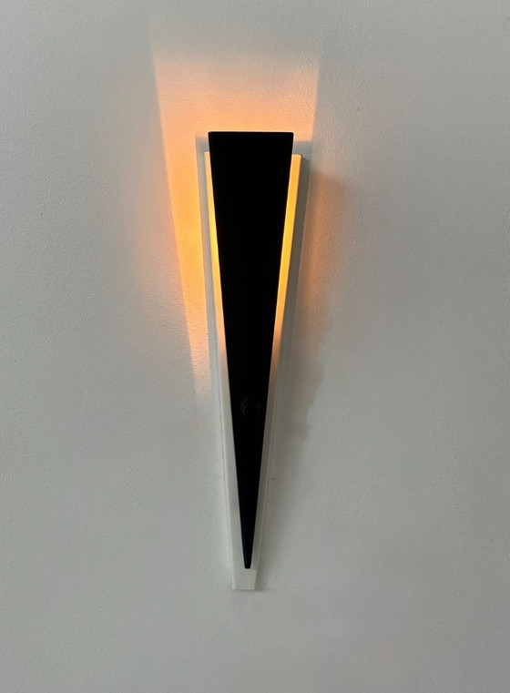 Image 1 of Coppia di applique vintage, metallo laccato bianco e nero, Francia, 1970