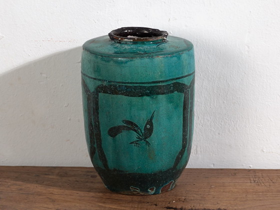 Antique tall turquoise green vase (c.1820) #30 (photo 40 of 40)