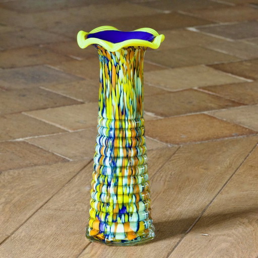 Vase de Murano en verre soufflé bouche, pièce unique