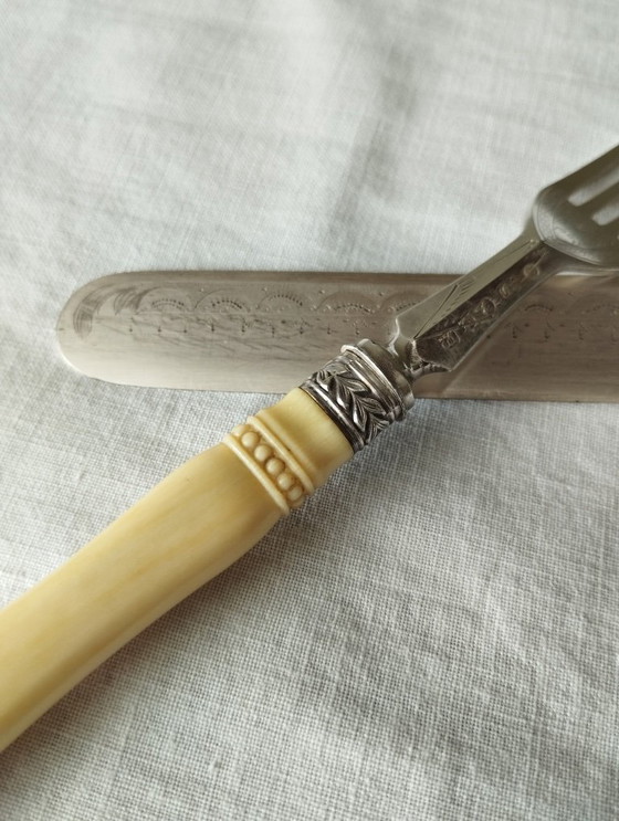 Image 1 of Cubiertos de postre ingleses Art Déco bañados en plata