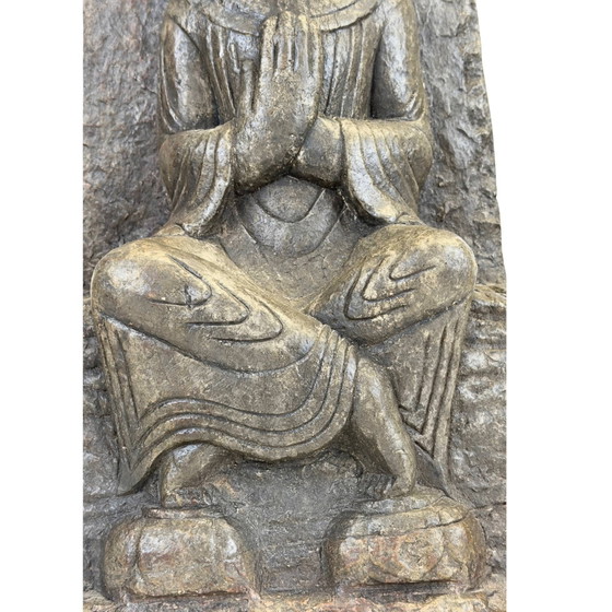 Zeldzame vroege Chinese stenen Guanyin (Avalokiteshvara) stele – Mogelijk Noordelijke Wei, 5e–6e eeuw – 45,6 (photo 7 of 11)