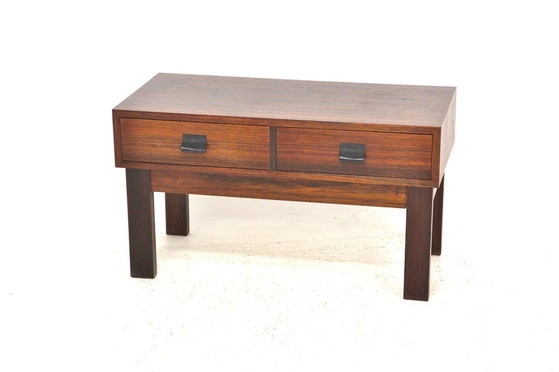 Rosewood, Glass and Wood Chest of Drawers, Sweden, 1960s, Leather, Scandinavian (photo 6 of 6)