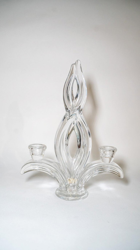 Image 1 of Vintage Vannes crystal candlesticks, 1960s