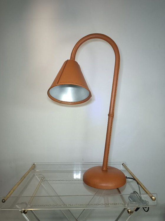 Table Lamp by Jacques Adnet for Valenti 1960s – Leather (photo 3 of 14)