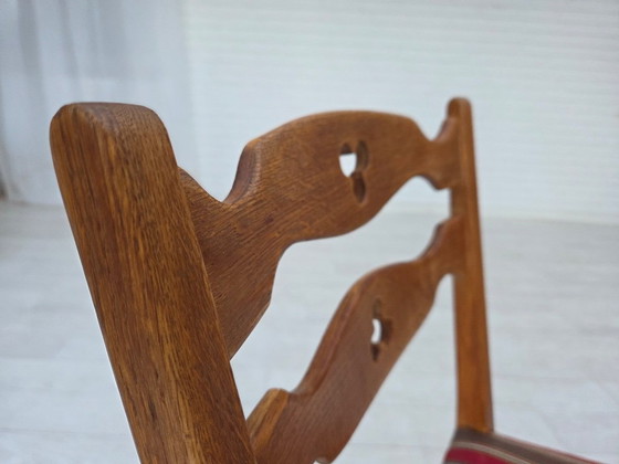 Image 1 of Anni '60, set di 4 sedie da pranzo danesi, mobili in lana, legno massello di rovere.