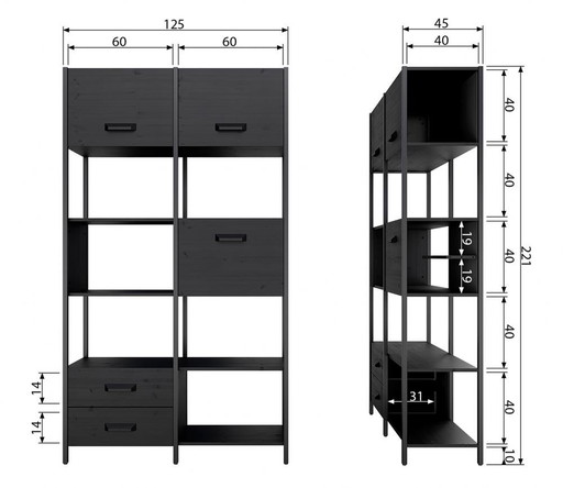 2X Étagères Bepure Home Noir