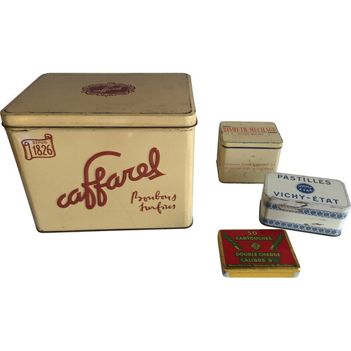 Set of 4 vintage Caffarel metal boxes