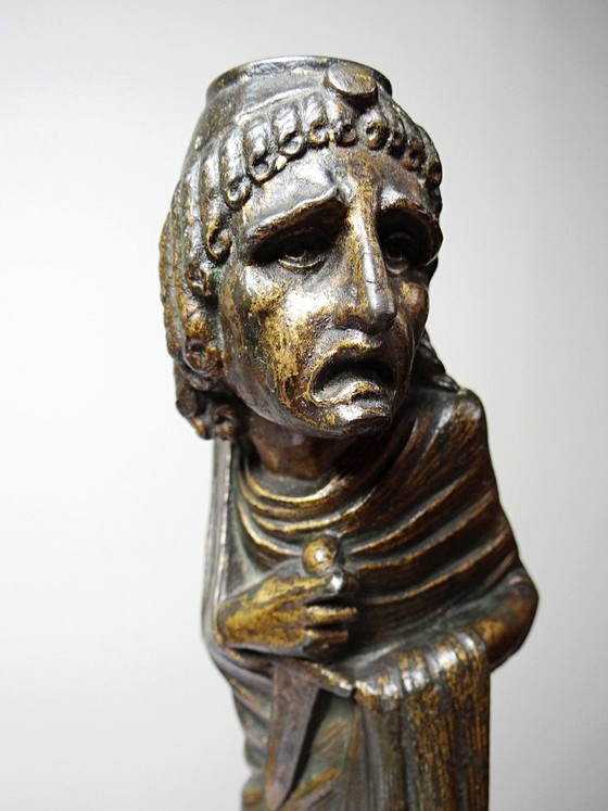 Image 1 of Candelero caricaturizado de fundición patinada, Frédérick Lemaître, antiguo siglo XIX-XX