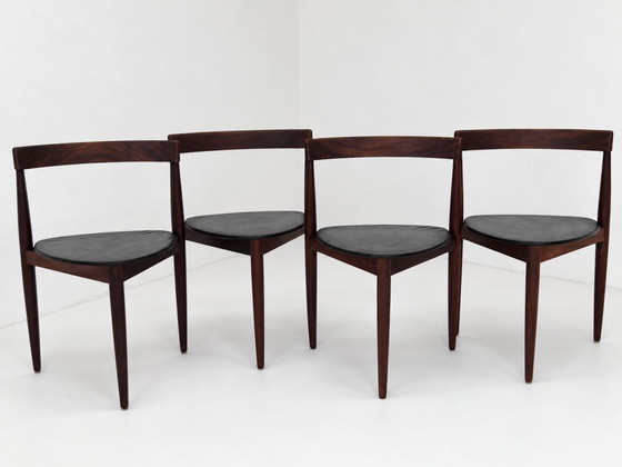 Roundette Teak Dining Chairs By Hans Olsen For Frem Rojle, 1960s Set Of 4 – Leather, Wood (photo 3 of 16)