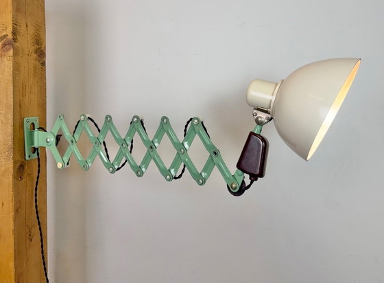 Image 1 of Lampada a forbice industriale di VEB Zweckleuchtenbau Dresden, Germania dell'Est, anni '50