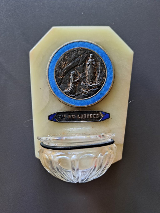 Wijwatervat - Lourdes – kandelaars en kaarsen, Stone