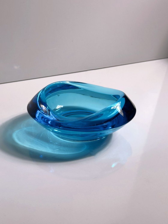 Image 1 of Posacenere vintage boemo Rudolf Jurnikl Sklo Union ciotola in vetro azzurro CZ anni '60-'70